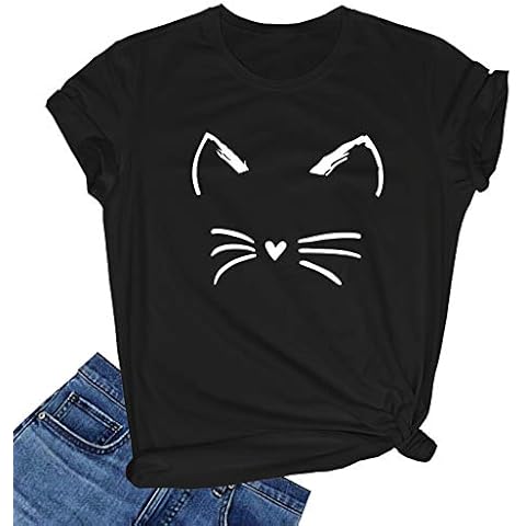 LOOKFACE Women's Cute T Shirt Junior Tops Teen Girls Graphic Tees Black X-Large Cover