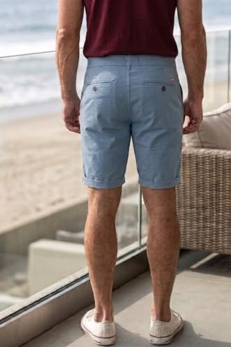 Image of Louis Philippe Men's Slim Fit Cotton Blend Solid Casual Shorts with Stretch