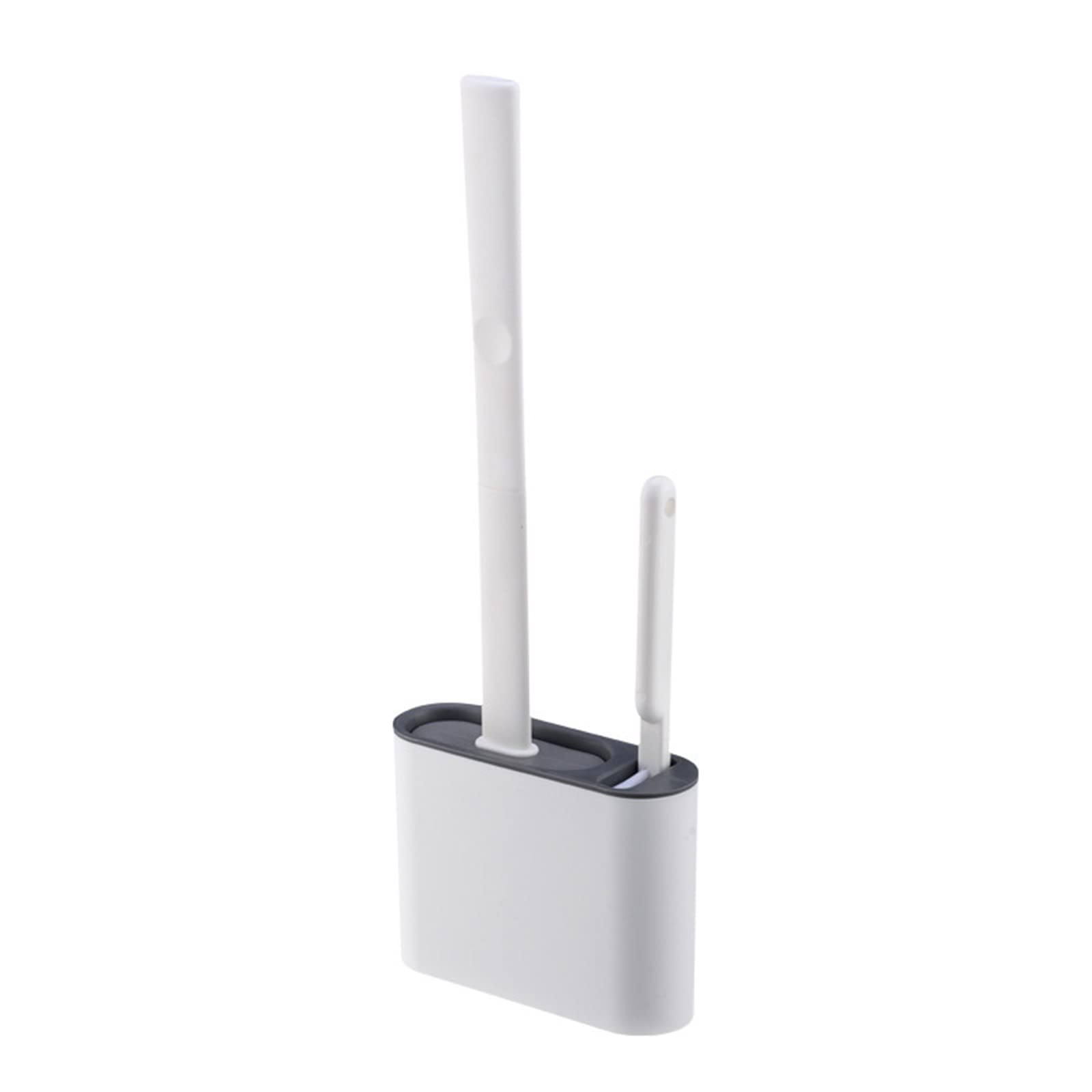 Scopino per WC Setole morbide in Silicone Spazzola per la Pulizia con Manico Lungo a Doppio Scarico con Coperchio Set di Accessori per Il Bagno