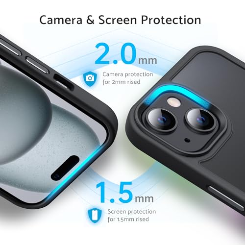 Coque silicone mate translucide noire Anqrp compatible iPhone 15 Plus - 8