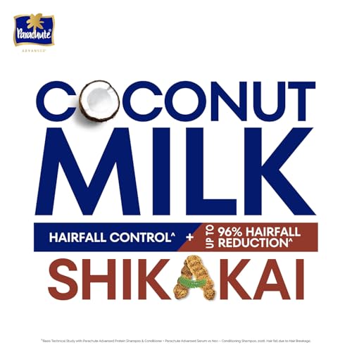 Image of Parachute Advansed Protein Shampoo with Coconut Milk & Shikakai | Up to 96% Hair Fall Reduction & up to 23X Hair Fall Control | Protein Lock Technology | Paraben free | For Men & Women | 1L