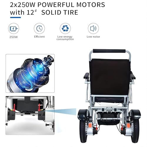 Silla de ruedas eléctrica: diseño plegable ligero, capacidad de 180 kg, peso de 25 kg, batería de 20 Ah para mayor movilidad