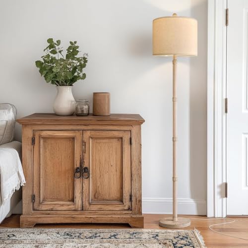 Image of BOBOMOMO Retro Farmhouse Floor Lamp Rotary Switch, 62 inch Resin Vintage Floor Lamp, Rustic Tall Floor Lamps for Living Room, Corner, Bedroom, Office(Without Bulb)