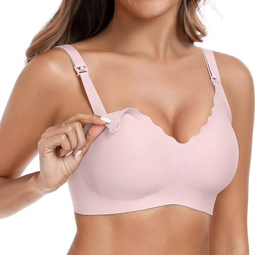 Image of Vertvie Seamless Nursing Bras for Breastfeeding Jelly Support | No Underwire, Maternity Sleep Bralettes, Pregnancy Wireless Bra for Women, Full Coverage, V-Neck, Comfortable, Breathable