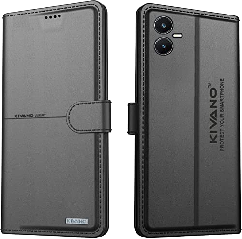 Image of KIVANO Compatible with Vivo Y22 Flip Cover | Leather Finish | Inside Pockets & Inbuilt Stand | Shockproof Wallet Style Magnetic Closure Back Cover Case