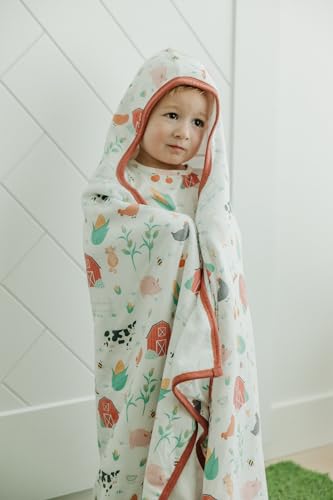 Image of Copper Pearl Hooded Bath Towels Premium Knit /Terry Cloth Toddler Towels with Hood, Pockets, and Cool Designs - Great to Gift and Make Bath Time Fun - Big Kids Hooded Towel, Farmstead