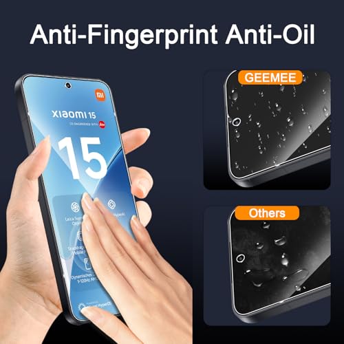 GEEMEE para Xiaomi Mi 15 de Pantalla Protector de Lente de cámara, 2 + 2 Pack Cristal Templado Película Vidrio Templado, Automática Una Instalación Rápida 9H Alta Definicion Glass Screen Protector - imagen 6