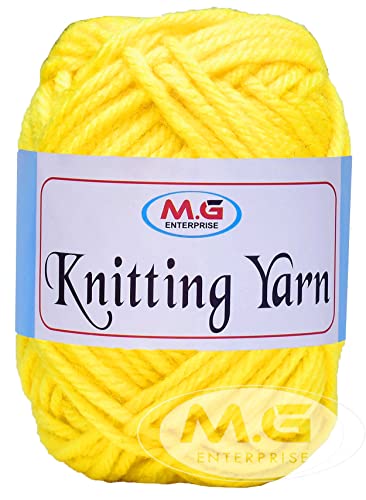 Image of M.G ENTERPRISE Knitting Yarn Thick Chunky Wool, Yellow 500 gm Best Used with Knitting Needles, Crochet Needles Wool Yarn for Knitting. by M.G ENTERPRISE