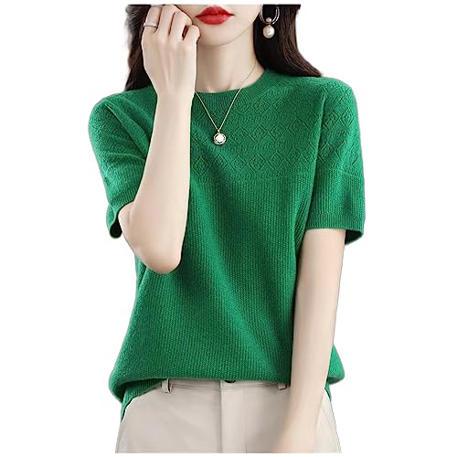 2025 Womens Summer Sweaters Lightweight Crew Neck Casual Elegant Knitted Pullover Tops Short Sleeve Sweater Tshirts
