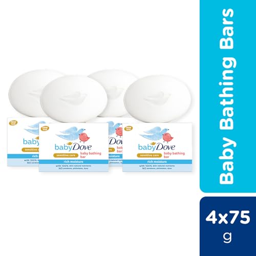 Image of Baby Dove Rich Moisture Bathing Bar, Gently Cleanse and Nourishes Skin, 75g (Pack of 4)