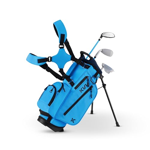 KVV Junior Golf Clubs Set Ages 3-5 Complete Kids Golf Set with Lightweight Stand Bag Fairway Iron & Putter Right Handed for Girls & Boys (Blue Ages 3-5)
