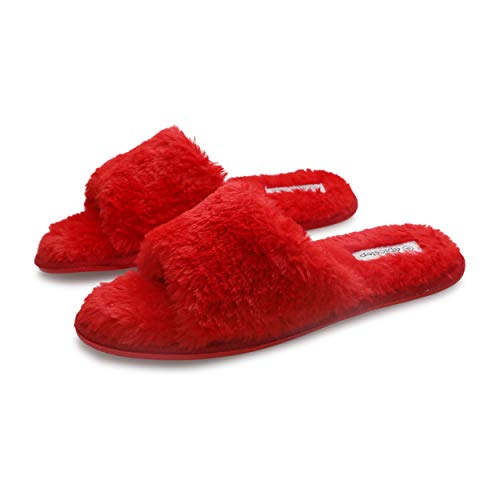 Women's Non-slip Memory Foam Fuzzy Slippers Faux Fur Open Toe Womens Slippers House Slides Slip On Sherpa Home Slippers Women Indoor Slippers Fluffy Slippers Womens Slides Ladies Slipper Sandals
