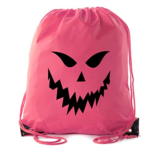 Spooky Face Cinch Bag, Halloween Treat Bag for Candy, Funny Halloween Cinch Bags