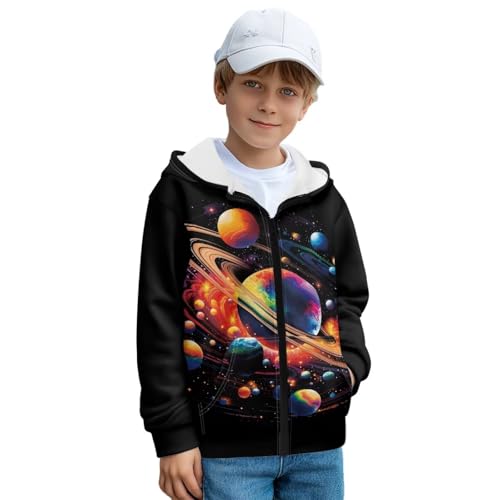 Boys Zip Up Fleece Hoodies Kids Fleece Full-Zip Sweatshirts Jacket Casual Fall Hoodie with Pocket Size S - XL2