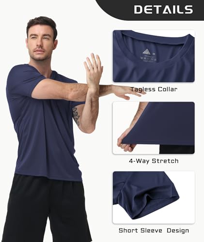 Image of 3 Pack Mens Swim Shirt Workout Shirts UPF 50+ Short Sleeve Rash Guard Fast Dry Sun Protection Lightweight Water Shirt