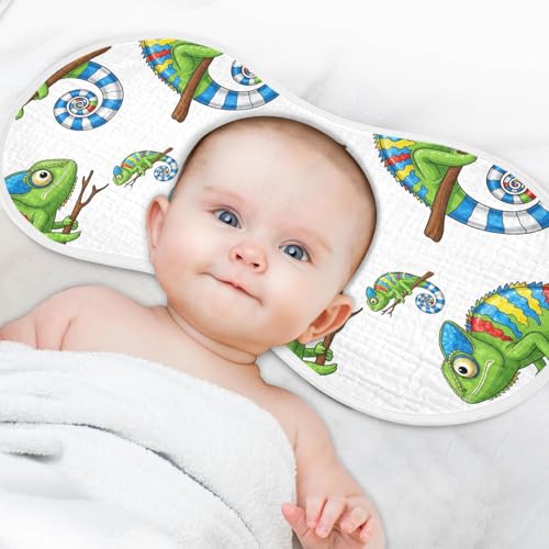 J JOYSAY Chameleon Bunch White Baby Burp Cloths for Boys Girls Large 22''x11'' Cotton 4 Layer Baby Infant Burp Cloths for Baby Drool one sizex44