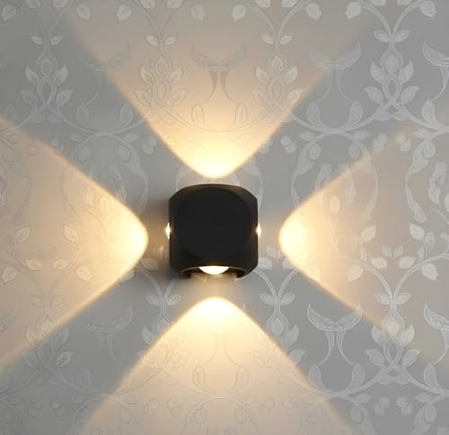 Image of 4-Way Warm White Decorative Lamp | 4W LED Up Down Wall Light | IP65 Waterproof & Shockproof Aluminium Body | Elegant Indoor & Outdoor Wall Sconce for Home Decoration