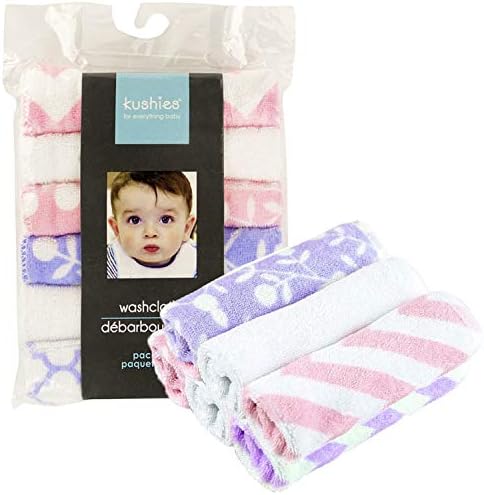 Kushies Baby Washcloths 6-Pack – Washcloths for Face & Body – Ultra Soft Baby Washcloths/Towels – Newborn Baby Wash Cloth – Neutral PRT