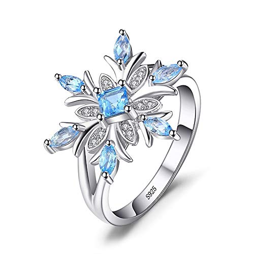 Greendou Fashion 925 Sterling Silver Aquamarine Crystal Christmas Snowflake Rings Flower Wedding Jewelry (7)2