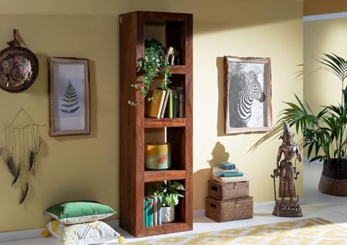 Image of Hari Om Industries Wooden Bookshelf | 4 Shelf Wooden Storage | Open Racks for Decoration for Living Room, Bedroom, Office & Hotel | (Brown)