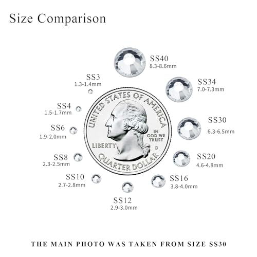 Image of 1440PCS SS8 Flatback Rhinestones, Glass Flat Back Crystal Gems for Nail Art and Craft Clothes, Glue Fix Crystal Clear /White Diamond Stones (2.3-2.5mm)