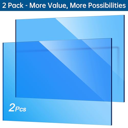 Image of Blue Acrylic Sheet 12 inch x 16 inch x 1 /8 inch, ALCCIFI Cast Plexiglass Sheets for Laser Cutting & Engraving, 2 Pack Translucent Acrylic Board for Cricut, Signs & DIY Projects