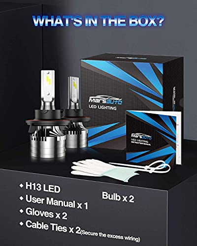 Marsauto H13/9008 Led Bulbs, 16000Lm 6500K Crisp White, Highly Focused Beam, Super Bright Led Light Bulb Kit, 10 Min Installation, Pack Of 2 #TOP6