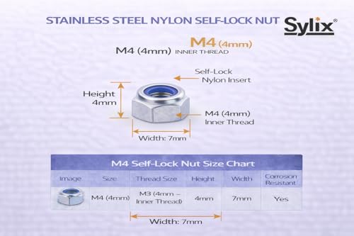 Image of SYLIX M4 Thread Stainless Steel Nylon Self-Lock Nut (pack of 25pcs)