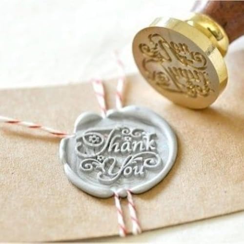 Image of Curated Cart 1 Wax Seal Stamp Kit Decorating Gift Cards Wedding Invitations Envelopes Letters Sealing (Thank You Stamp)
