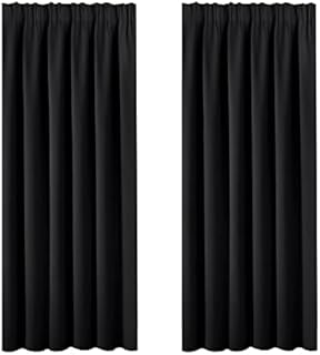BellaHills Blackout Curtains Super Soft Solid Pencil Pleat Curtains Thermal Insulated Blackout Curtains for Bedroom with Two Free Tiebacks 66 x 72 Inch Two Panels, Black