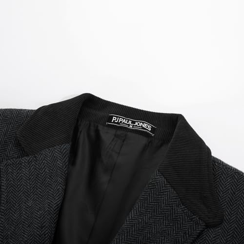 Image of PJ PAUL JONES Mens Herringbone Blazer Vintage Tweed Wool Blend Sport Coat Jacket