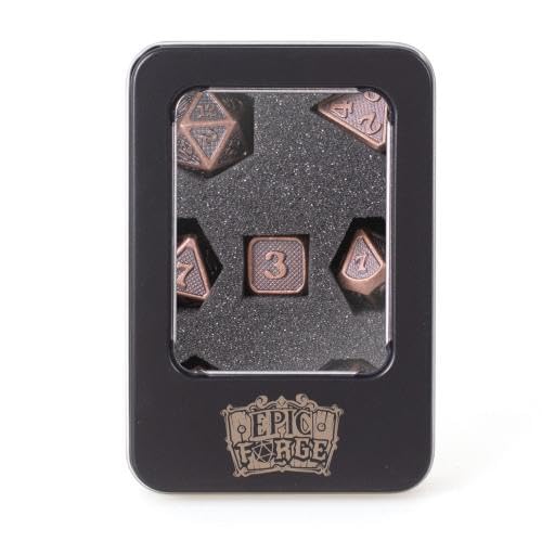 Epic Forge Set of 7 Metal Dice 14 mm (Metal Box) - Solid Bronze