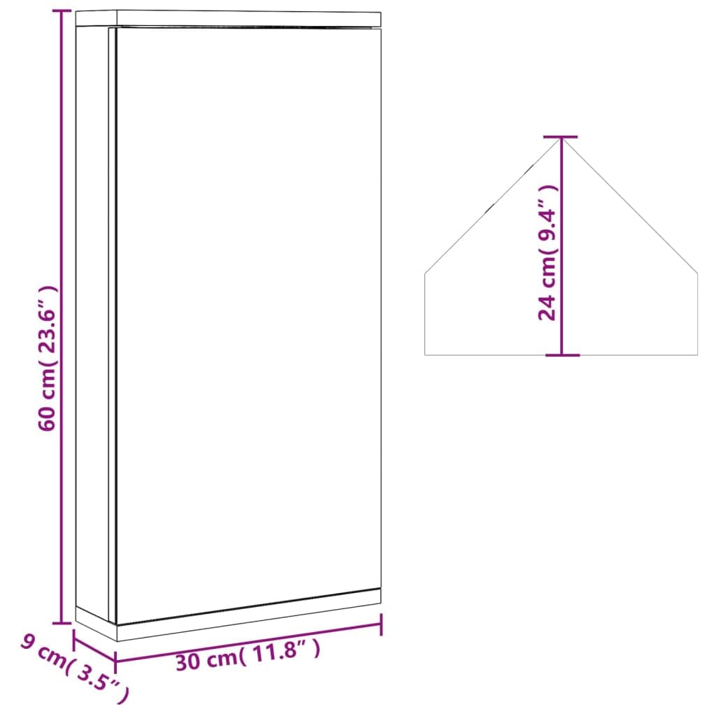IKAYAA Mueble Suspendido de Espejo de Esquina Armario de Pared con Espejo Armario de Baño con Puertas Gabinete de Espejo Mueble Colgante Blanco 30 x 24 x 60 cm