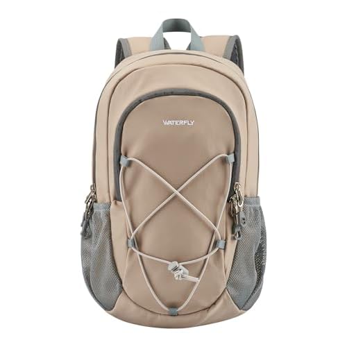 WATERFLY 12L Small Hiking Backpack: Day Pack Lightweight Travel Bag Camping Fitness Cycling Outdoor Sports Daypack For Women Men Khaki