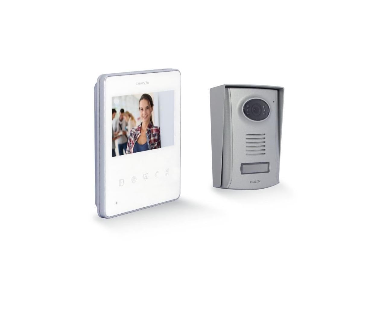 Chacon Visiophone filaire écran couleur 4,3'' IP44 Blanc