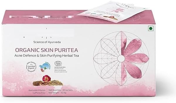 Organic Skin Puritea | Acne Defence & Skin Purifying Herbal Tea | Caffeine Free | Ayurveda Infusion | Purifies Blood