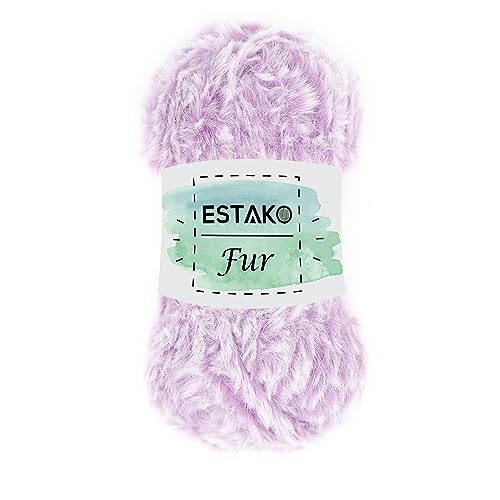 Estako Fur, 100% Polyester Faux Fur Yarn, Super Chunky Fluffy, Lilac