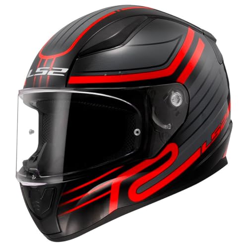 LS2, Casco Moto Integrale RAPID II CIRCUIT Gloss Black Red, M