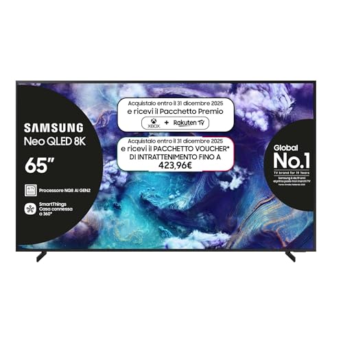 SAMSUNG Smart TV 65'' QE65QN900FTXZT Neo QLED 8K Mini LED, NQ8 AI Gen3 Processor, 8K AI Upscaling, Art Store, Dolby Atmos, Metal Frame Design, 2025