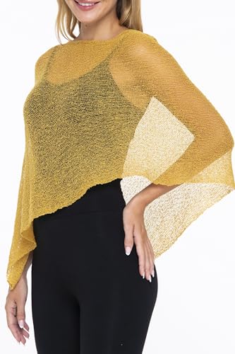 Image of SHU-SHI Womens Sheer Knit Poncho Shrug Lightweight Cover Up One Size Fits Most