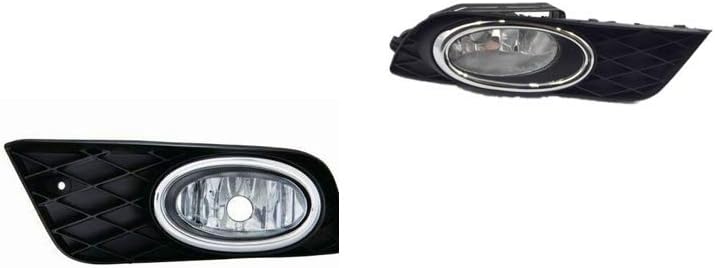 Pair Fog Driving Light Fog Lamp & Fog Lamp Cover compatible with Honda Civic 2011-2013