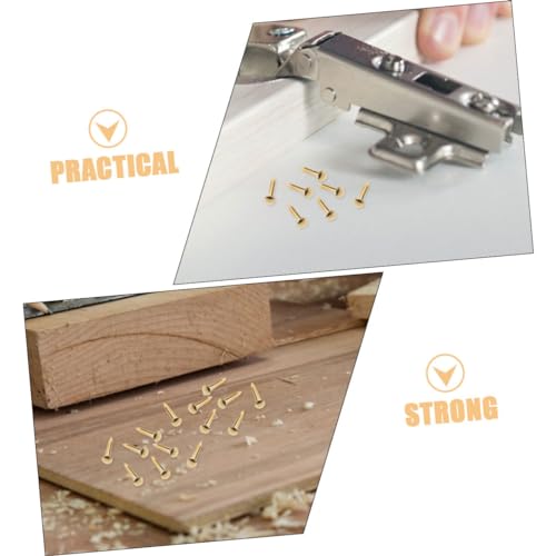 100 piezas Clavos de cabeza redonda de cobre para proyectos de carpintería, uñas metálicas pequeñas para colgar cuadros y decoración del hogar miniatura 6