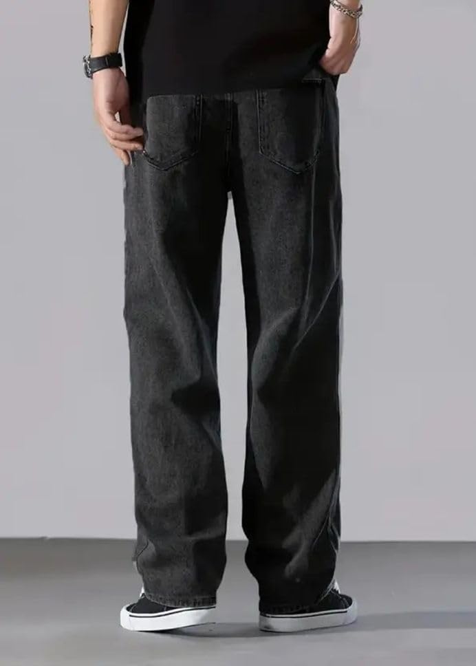 Image of ZARNAB Straight Fit Men Dark Grey Jeans | Tailored Fit | Mid-Rise Waist | Durable Cotton Blend Fabric | Contemporary Solid Finish | All-Season Wear | Style 179