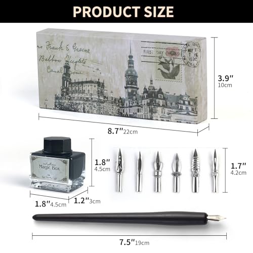 Featty TM-F1 Dip Pen For Drawing With Ink - Antique Wooden Calligraphy Kits thumb #5