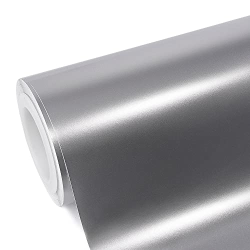 Image of WALLMATE? Matte Wrap Vinyl Peel and Stick Car & Bike Wrap Sheet Vinyl Car Wrap Sheet Roll Film Sticker Decal Sticker (12x60 /Inch, Silver Metallic Matte)