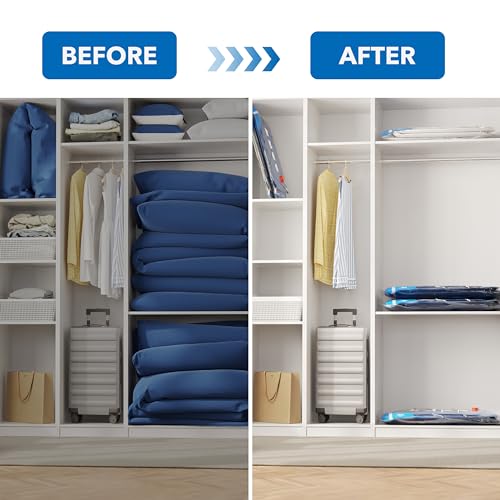 Vacuum Storage Bags 12 Jumbo, Space Saver Sealer Bags, Airtight Compression Bags for Clothes, Pillows, Comforters, Blankets, Bedding