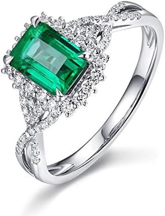 Created Emerald Rings/Amethyst Ring/Green Sapphire Ring for Women 925 Sterling Silver Plated Brass Women Emerald Cut Ring Promise Ring for her Engagement Ring Wedding Band（7）
