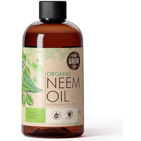 The Grow Co Organic Neem Oil - Pure Concentrate, Cold Pressed for Plants Indoor and Outdoor - Leaf Shine Spray (8 oz) Cover