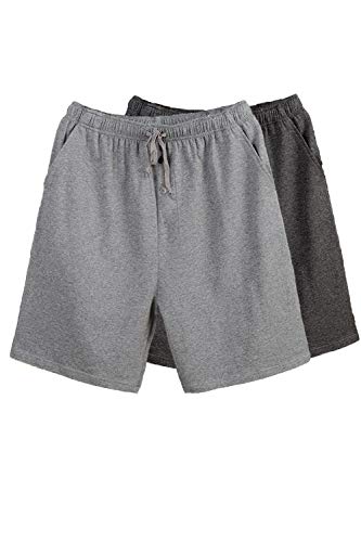 Bintangor Men's Pajama Shorts 100% Cotton Sleep Knit Elastic Waistband Lounge Wear pj Shorts 2 Pack