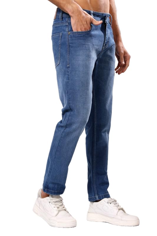 Image of London Hills Men's Ankle Length Denim Jeans | Slim Fit Ankle Jeans for Men | Casual Wear | No Alteration